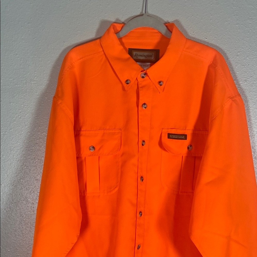 Remington Bright Orange Button-Up Shirt 2XXL Visibility Hunting Safety Shirt.